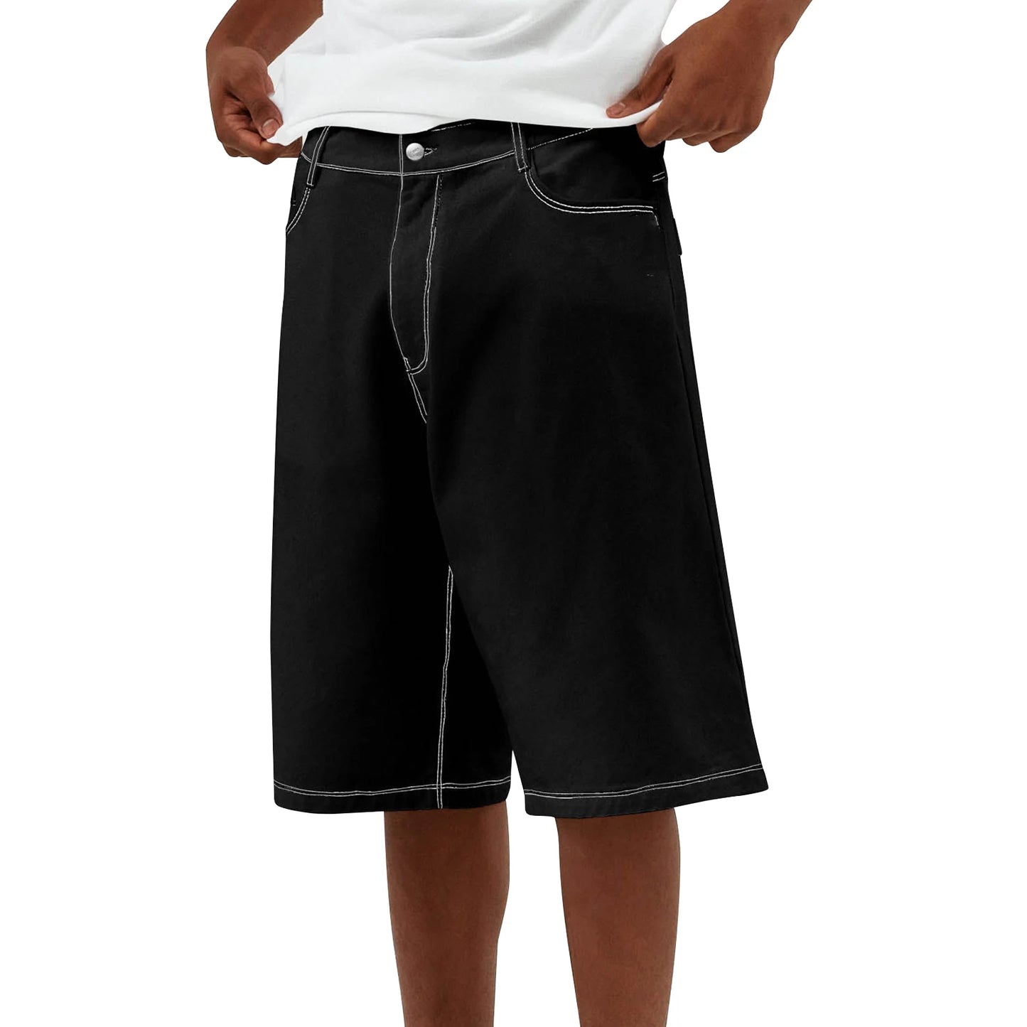 Men Denim Shorts Zipper Button Closure Summer Casual Shorts with Pockets Male Trendy Fashion Short Jeans for Streetwear Y2K 00s
