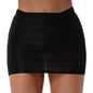Sexy Womens Mid Waist Stretchy Shirring Bodycon Miniskirt Ladies Elastic Waistband Summer Mini Skirt for Nightclub Party