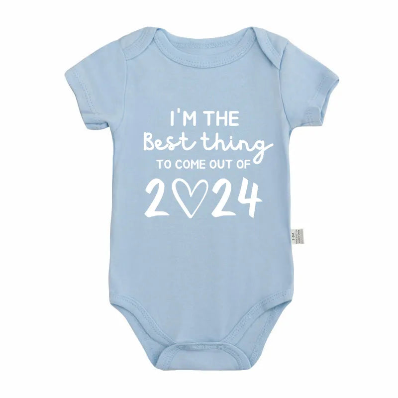 I'm the Best Thing 2024 Newborn Baby Clothes White Cotton Summer Bodysuits for Infants Short Sleeve Boys Girls Romper