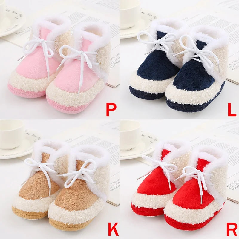 Baywell Baby Boots Newborn Winter Plush Snow Booties for Infant Boys Girls Soft Comfortable Lace Up Warming Shoes
