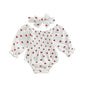 Tregren Infant Baby Girls Valentine's Day Romper Heart Print Long Sleeve Boat Neck Jumpsuits Spring Fall Bodysuits with Headband