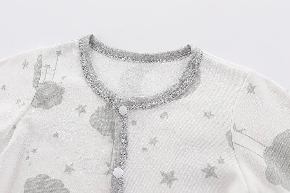 Cotton Newborn Romper Star Moon Printed Footed Baby Bodysuit for Girls Boys Long Sleeve Autumn Toddler Clothes Infant Onesie