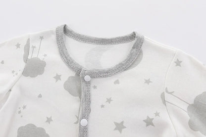 Cotton Newborn Romper Star Moon Printed Footed Baby Bodysuit for Girls Boys Long Sleeve Autumn Toddler Clothes Infant Onesie