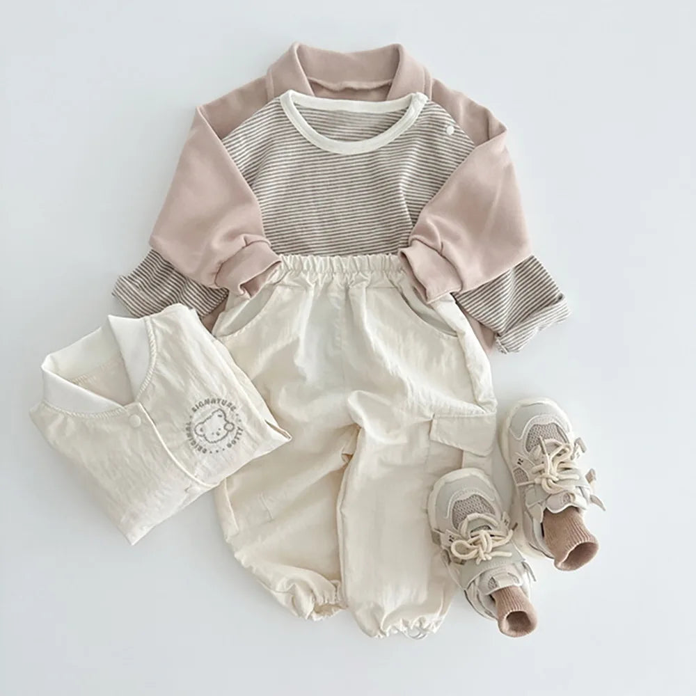 2025 Autumn New Baby Loose Trousers Infant Boy Cargo Pants Toddler Girl Harem Pants Solid Children Casual Pants Kids Clothes