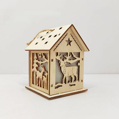 New Holiday Wooden Decorations for Christmas Houses, Wooden Cabin Ornaments, Handmade Wooden Crafts, Christmas Ornaments