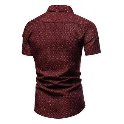 Men Shirt Formal Men Top Single-breasted Summer Top Lapel Summer Shirt Dot Print Shirt Business Shirt ropa hombre camisas