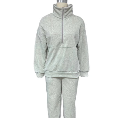 Women's Sports Suits 2025 Autumn Winter Latest Marketing Solid Thick Long Sleeved Zipper Sweatshirt Pants Set Two Piece Set