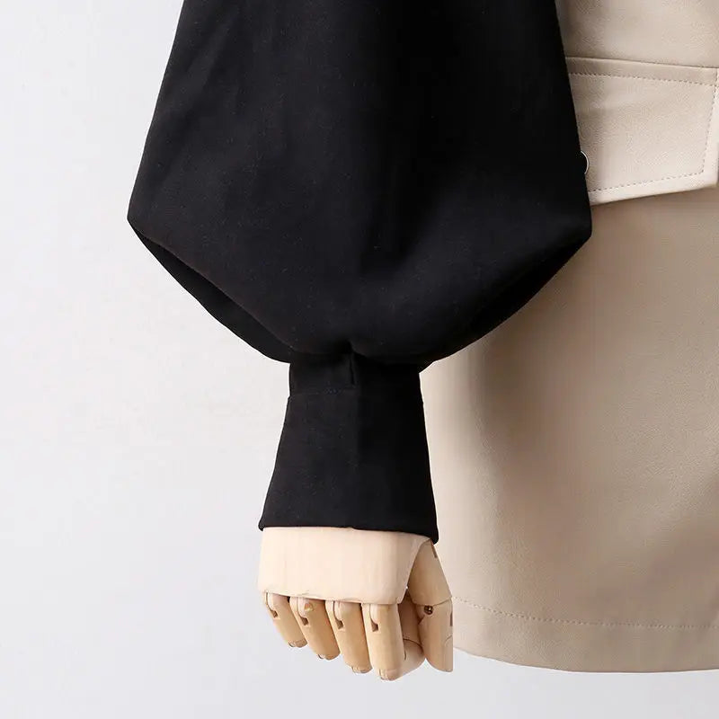 Lantern Sleeves Vintage Shirts Women Elegant White Women's Blouse with Lush Sleeves 2026 Fashion Button Up Shirt Black dropship