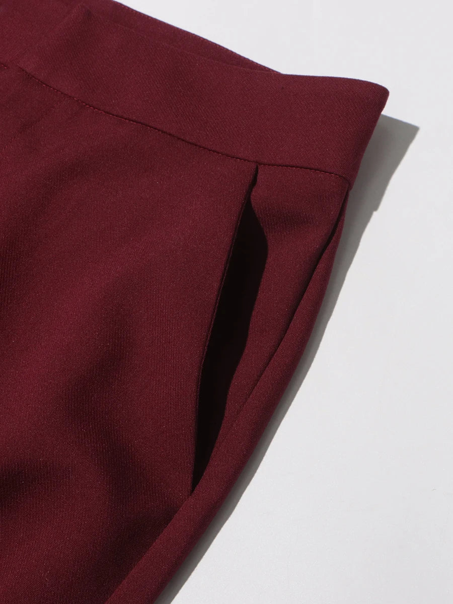 TWOTWINSTYLE Solid Two Piece Set For Women Stand Collar Long Sleeve Tops High Waist Spliced Button Long Pants Fashion Set Female