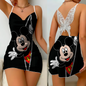 Mini Dress Pajama Skirt Bow Knot Party Dresses Satin Surface Minnie Mouse Disney Mickey Women's Fashion Summer 2025 Elegant Women