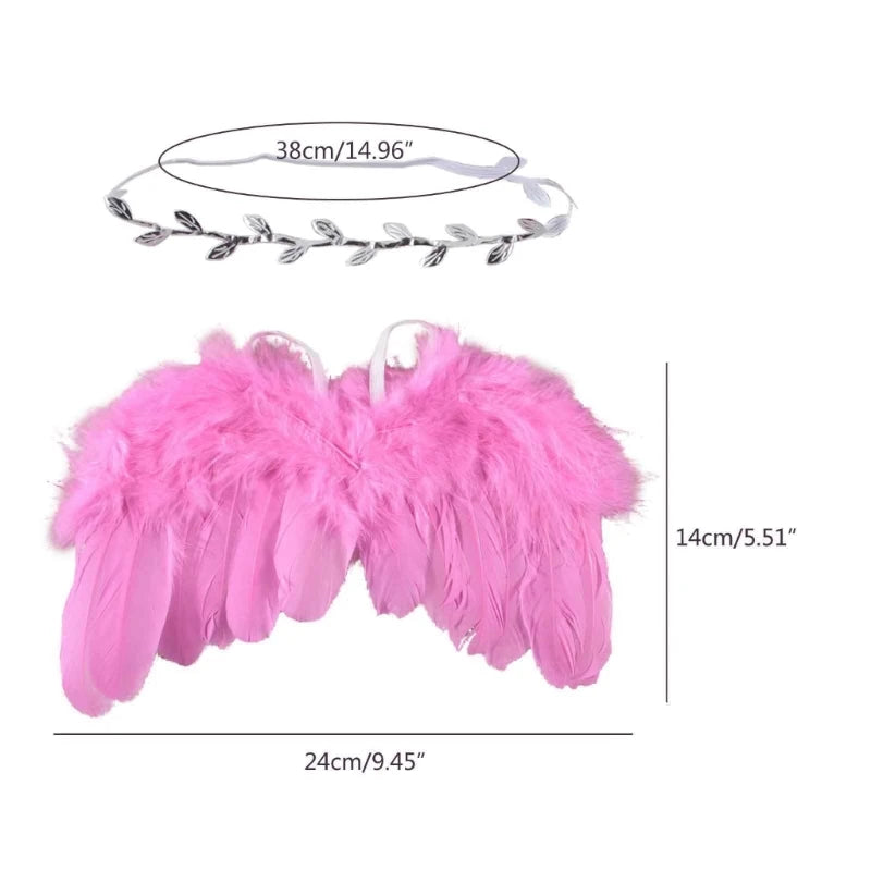 Newborn Photography Props Outfits Baby Headdress and Baby Wings Set
