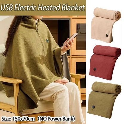 Heated Shawl Wrap for Cold Winter USB Heated Blanket Soft 3 Heat Level Warm Scarf