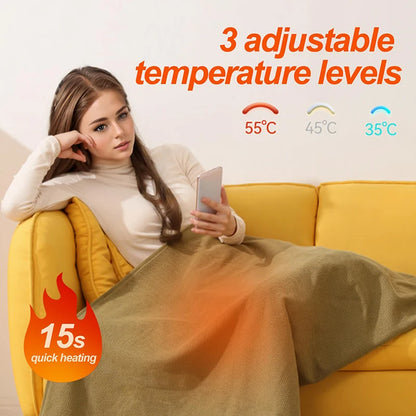 Heated Shawl Wrap for Cold Winter USB Heated Blanket Soft 3 Heat Level Warm Scarf