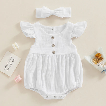 0 to18 Months Baby Girl Clothes White Romper Cute Newborn Clothes Cotton Linen Bodysuit Spring Infant Outfit Baby Items