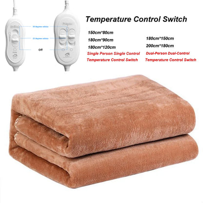 Heated Blanket With Dual Controls & Auto Shut-Off Ultra-Soft Flannel Brown Electric Warming Blanket Long 2000mm x Wide 1800mm