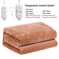 Heated Blanket With Dual Controls & Auto Shut-Off Ultra-Soft Flannel Brown Electric Warming Blanket Long 2000mm x Wide 1800mm