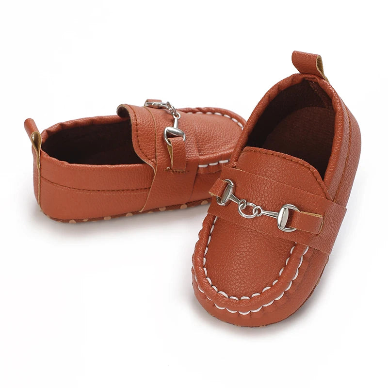 Newborn Baptist Shoes New Leather Gentleman Shoes Anti-slip Soft Bottom Indoor Baby Boys and Girls Casual Shoes Walking Shoes