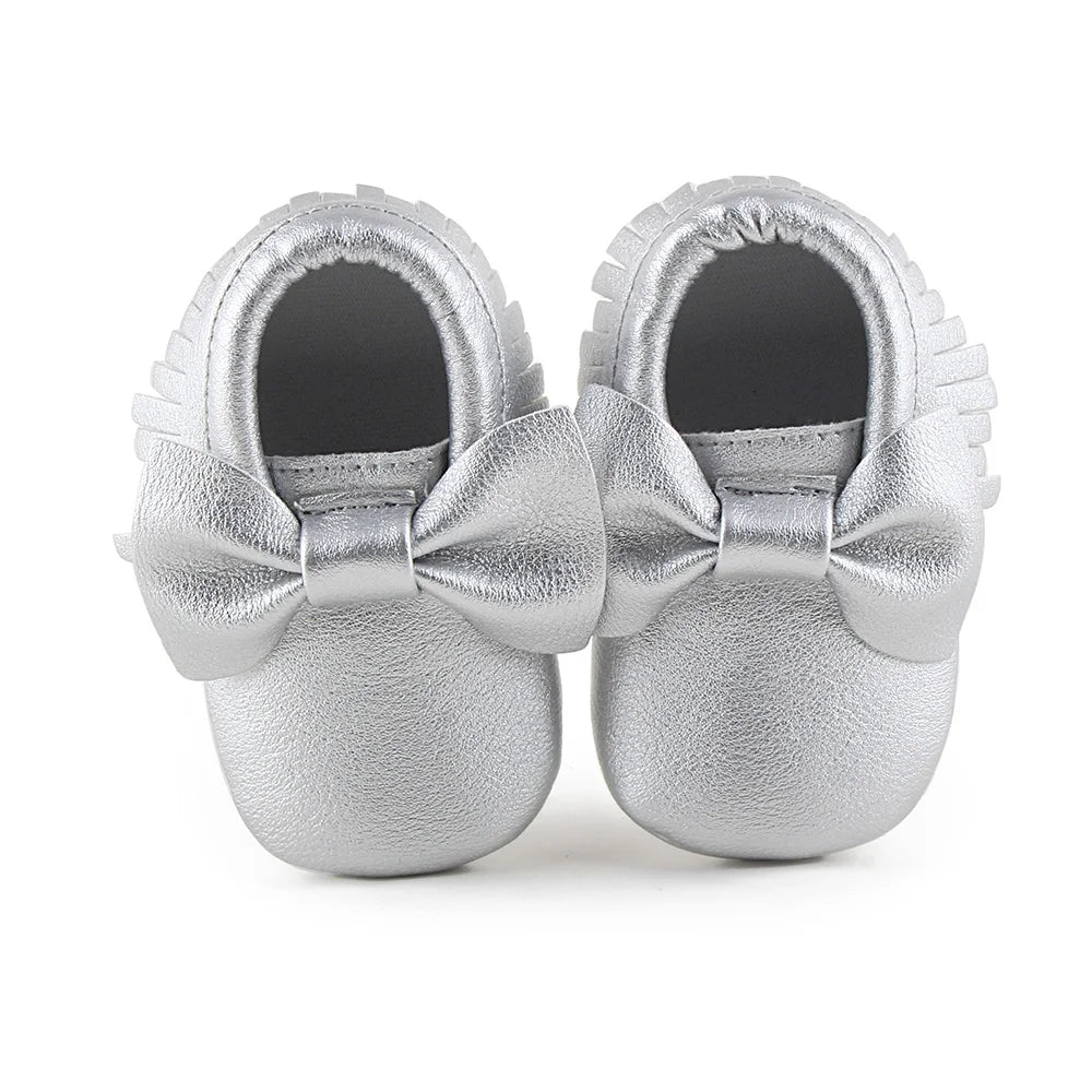 Meckior Baby Shoes Newborn Infant Boy Girl First Walker PU Sofe Sole Princess Bowknot Fringe Toddler Baby Crib Shoes Casual
