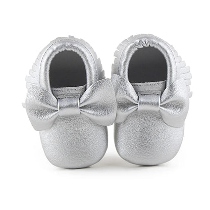 Meckior Baby Shoes Newborn Infant Boy Girl First Walker PU Sofe Sole Princess Bowknot Fringe Toddler Baby Crib Shoes Casual