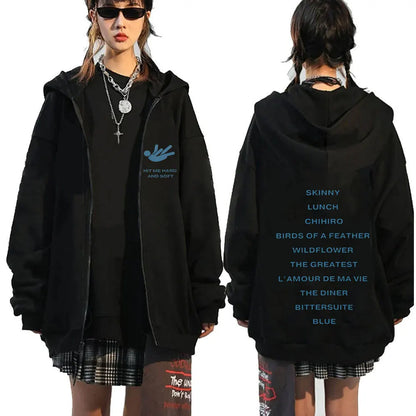 Hit Me Hard and Soft 2025 Tour Zipper Hoodies Men Women Harajuku Pullovers Fashion Hip Hop Zip Up Sweatshirts Jackets Fans Gift