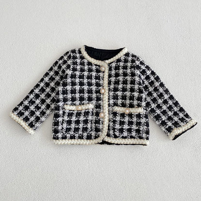 Autumn Winter Korean Style Newborn Baby Girls Clothing Set Long Sleeved Plaid Cardigan Coat+ Shorts 0-3Yrs Children Clothes Suit