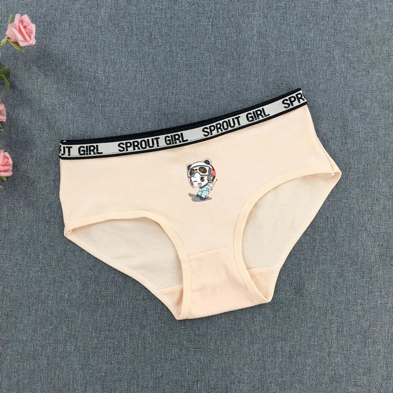3Pcs New Fashion Cartoon Printing Letter Edge Girl Cotton Underwear Student Boxer Underwear Girls Triangle Underwear 8-16 Years
