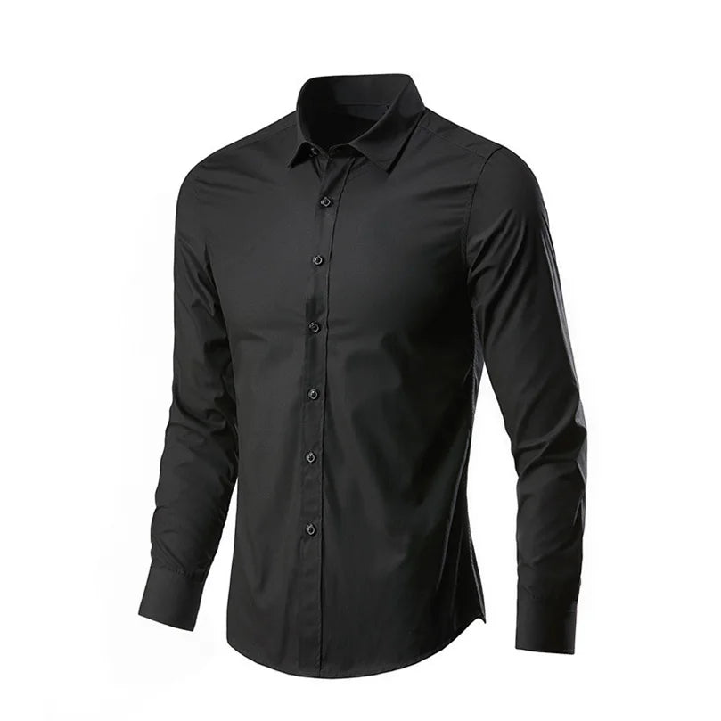 Men's Formal Shirt Long Sleeve Non-Iron Business Slim Fit Korean Work Men White Casual Dress Suit Shirt 2026 Autumn S-5XL