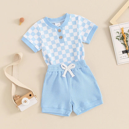 Mubi neo 3 -18 Months Newborn Baby Boy Clothes Ribbed Knit Short Sleeve Romper Shorts Set Infant Summer Outfit  Sets for Babies