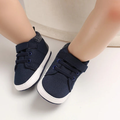 Lucky Blue Newborn Infant Toddler Boy Girl Casual Breathable Soft Cloth Bottom  Anti-slip PU Leather First Walkers Canvas Shoes