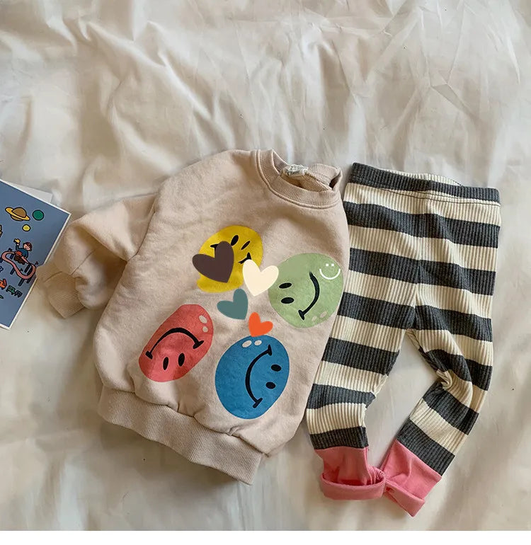 New Spring Autumn Girl Baby Fashion Striped Leggings Boy Infant Splicing Ribbed Casual Pants Newborn Cotton Trousers Kid Clothes