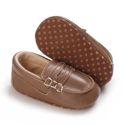 Newborn Baptist Shoes New Leather Gentleman Shoes Anti-slip Soft Bottom Indoor Baby Boys and Girls Casual Shoes Walking Shoes