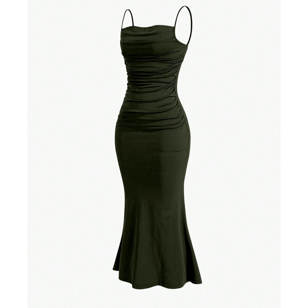 Mia Muse All Seasons Women's Dresses Elegant Party Fitting Slim Spaghetti Strap Mermaid Hem Maxi Fashion Party Dresses