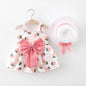 2Piece Sets Summer Toddler Girl Clothes Korean Fashion Flowers Cute Bow Sleeveless Princess Baby Dresses+ Sunhat Kids Dress BC136