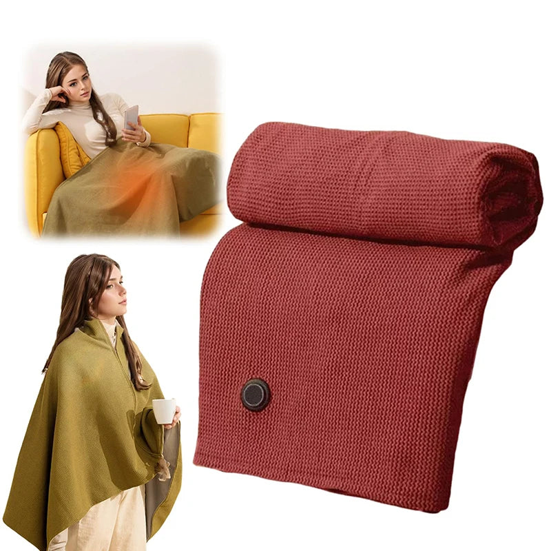 Heated Shawl Wrap for Cold Winter USB Heated Blanket Soft 3 Heat Level Warm Scarf