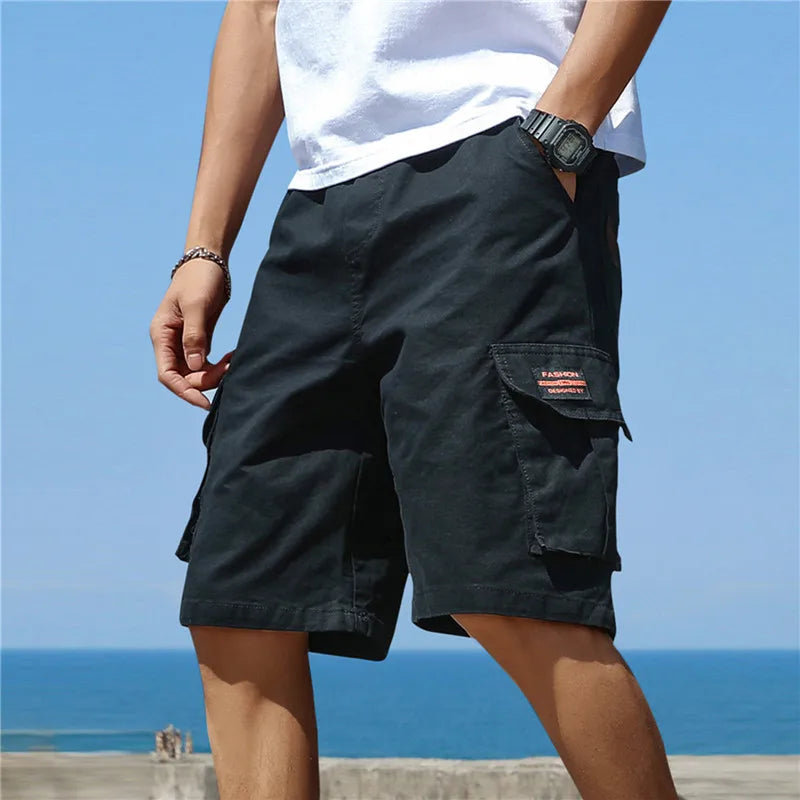 2025 New Summer Men Trend Cargo Shorts Men's Letter Print Pocket Shorts Fashion Casual Straight Shorts Male Ropa Hombre