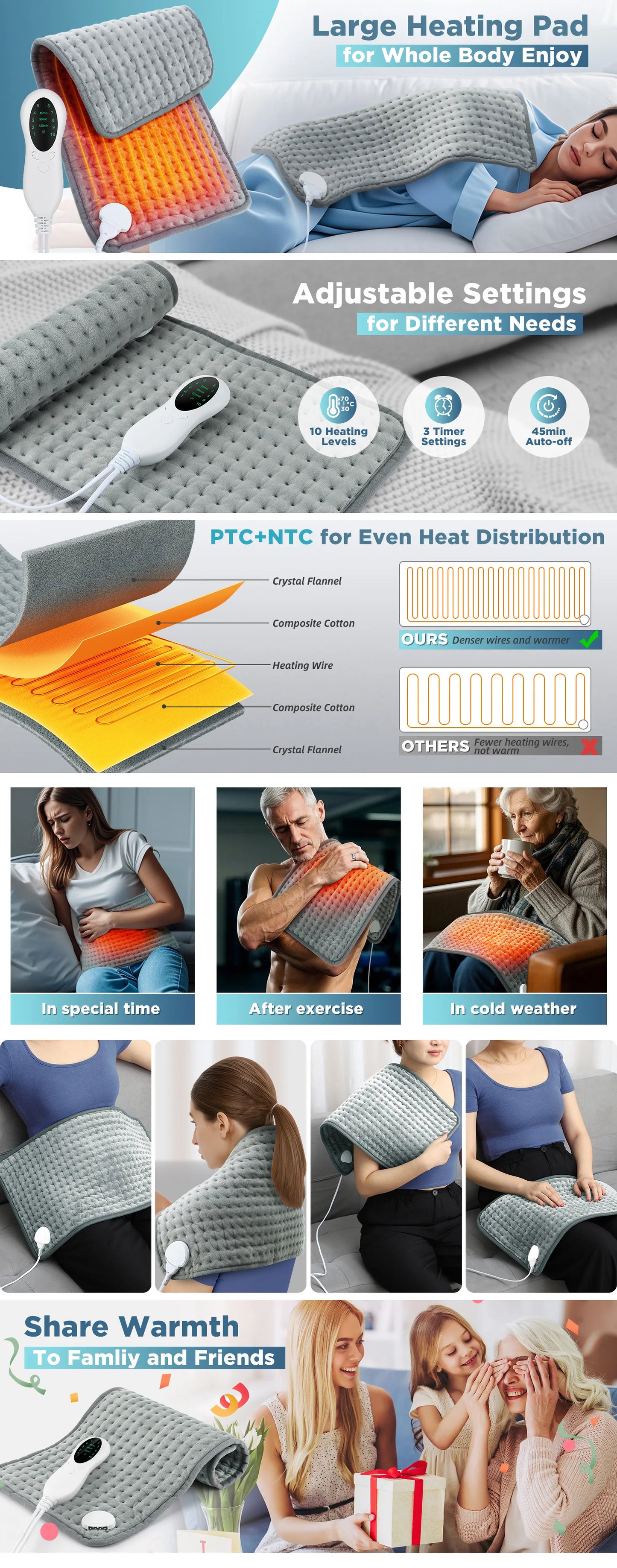 50*100CM Electric Blankets Winter Warm For Bed Office Home Foot Hand Warmer Sheet Camping Heater 110V 220V Washable Heating Pad