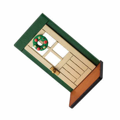 Christmas Wood Door Shape Ornaments Durable Creative Home Decorative Toy Wooden Handicrafts For Table Bookshelf Fireplace Decor