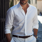2026 Men's Shirts Formal Shirts Light Blue Black White Long Sleeves F Lapel Spring Autumn Business Casual Clothing Oversized 6XL