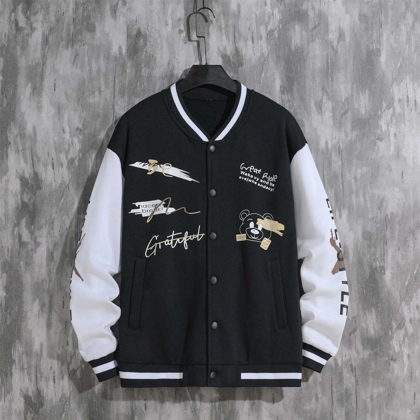 2026 New Jacket Coat Letter Printed  Wear Men Baseball Jacket Casual Long Sleeve Stand Jackets Men's Coats Sweatshirts Outerwear