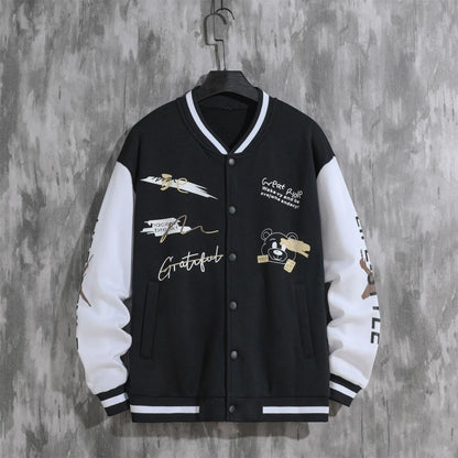 2026 New Jacket Coat Letter Printed  Wear Men Baseball Jacket Casual Long Sleeve Stand Jackets Men's Coats Sweatshirts Outerwear