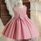Toddler Baby Girls Summer Big Bow Baptism Dresses for Birthday Party Wedding Dress Children Costumes Princess Fluffy Prom Gown