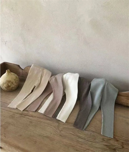 New Baby Cotton Ribbed Leggings Solid Cotton Infant Stretch Pants Soft Comfortable Toddler Pants Kids Boys Girls Trousers