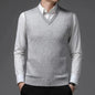 New Men's Autumn High-end Sweater Vest V-neck Warm Knit Sleeveless Men's Clothes Pullover Tops