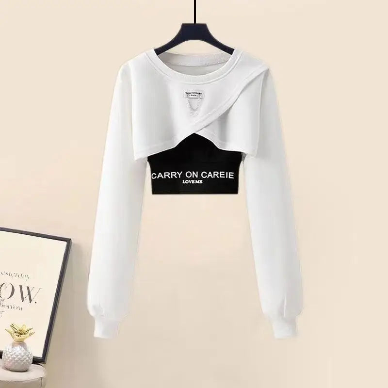 Spring and Autumn Set Women's 2026 Korean Loose Fashion Top Casual Work Pants Age Reducing Three Piece Set