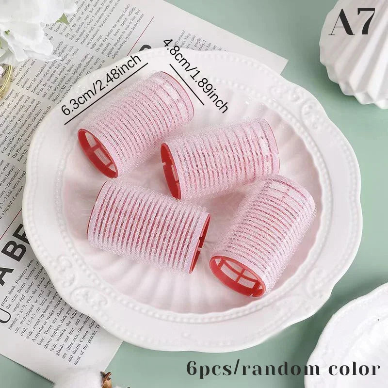 6pcs Hair Rollers Heatless Hair Curlers No Heat Hair Bangs Volume Self-adhesive Hook Curlers DIY Styling Tools & Accessories