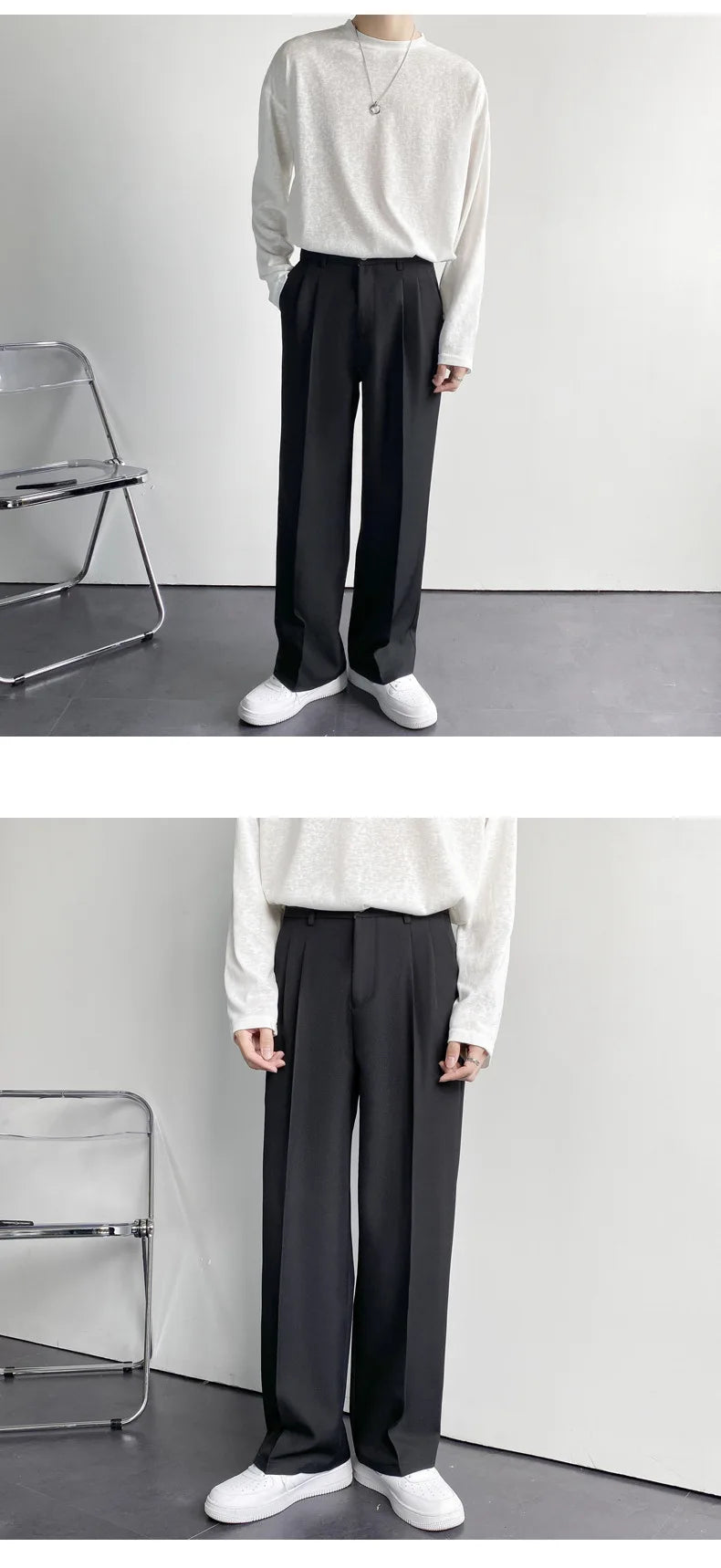 Spring Summer New Men Straight Casual Pants Korean Loose Suit Trousers Baggy White Elegant Pant Male Streetwear Y2k Men Clothing