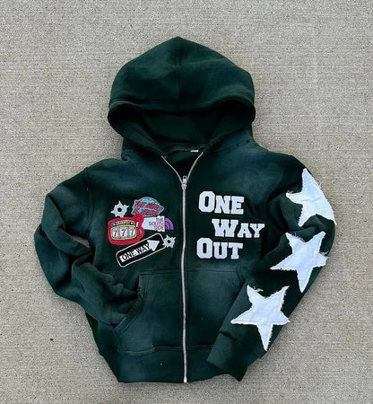 Harajuku Hip Hop High Street embroidery zipper hoodie men Y2k 2026 fall new jacket American retro punk oversized sweatshirt