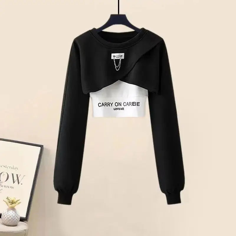 Spring and Autumn Set Women's 2026 Korean Loose Fashion Top Casual Work Pants Age Reducing Three Piece Set