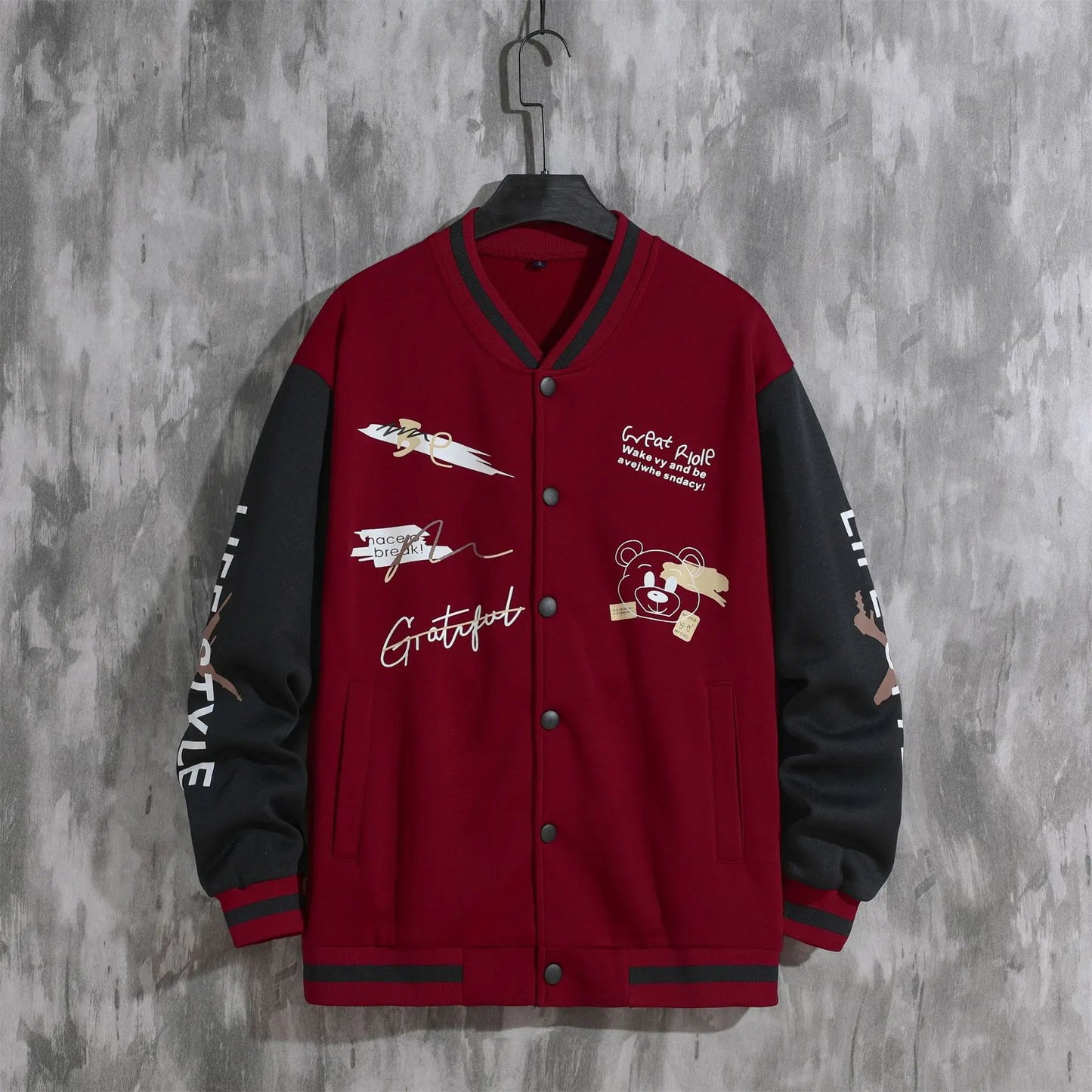 2026 New Jacket Coat Letter Printed  Wear Men Baseball Jacket Casual Long Sleeve Stand Jackets Men's Coats Sweatshirts Outerwear