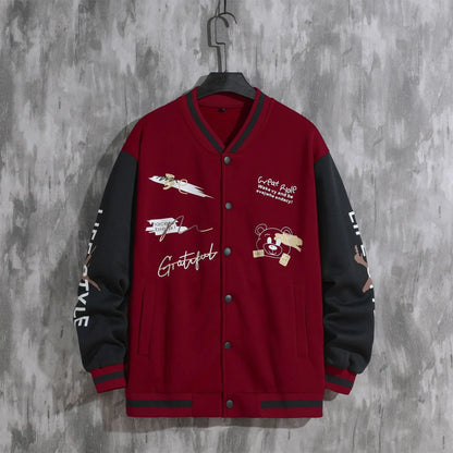 2026 New Jacket Coat Letter Printed  Wear Men Baseball Jacket Casual Long Sleeve Stand Jackets Men's Coats Sweatshirts Outerwear